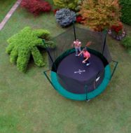 Slika Trampolin Legoni Fun z zaščino mrežo 366 cm in lestvijo, temno zelen (poškodovana embalaža)