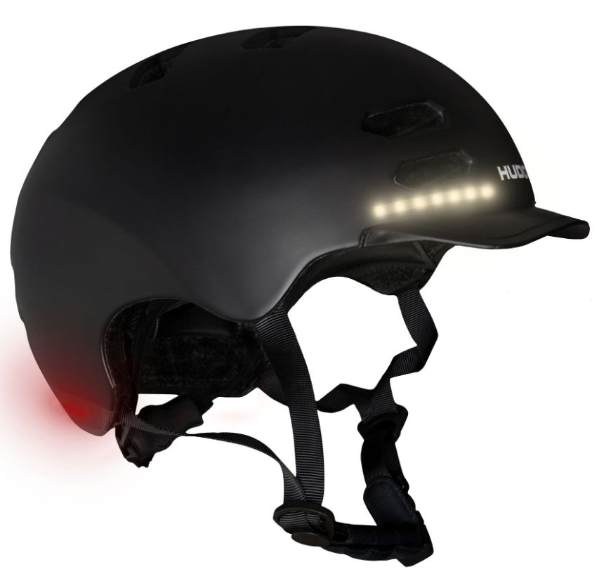 Slika Čelada Hudora s LED odsevniki 55-58 cm, črna