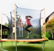 Slika Trampolin LEGONI FUN z zaščitno mrežo 244 cm, oranžen